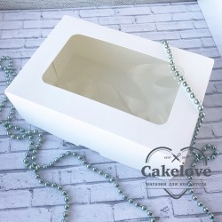 коробка бел с окошком для пирож